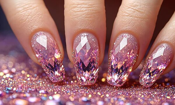 Diamond acrylic nail art sparkles