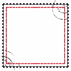 Obraz premium Postage Blank Perforated Border Red Dashed Frame Postmarks