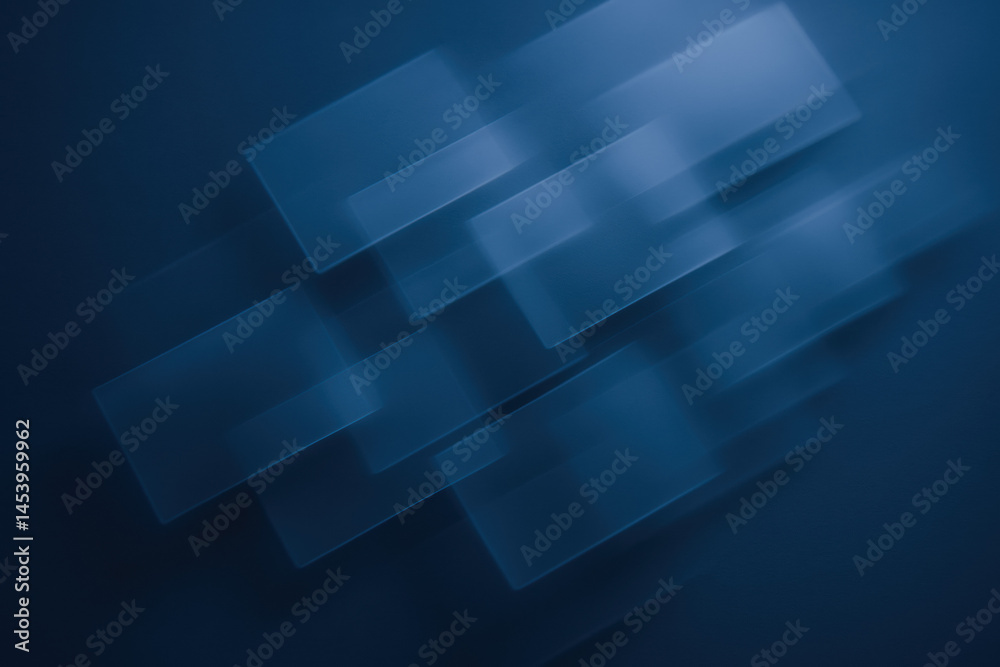 Poster this illustrates a strategic business concept using translucent rectangles overlapping in a dynamic 