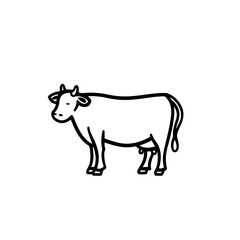 Minimalist vector illustration of a cow, perfect for farm-themed designs, agricultural content, and dairy-related projects. Ideal for logos, icons, and educational materials.