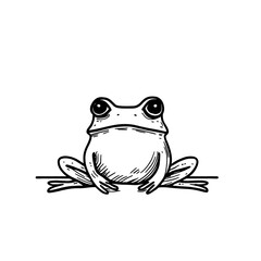 Charming frog line art vector illustration featuring a cute, cartoonish amphibian. Perfect for nature-themed designs, children's books, and playful graphics. Eco-friendly and trendy.