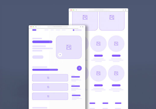 Modern Wireframe Landing Page Template for Website or App With Clean and Minimal Design