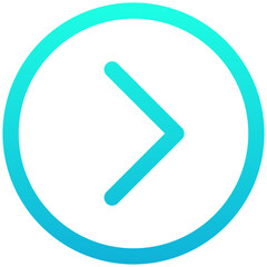 Right Arrow, Chevron Vector Line Gradient Isolated Icon, User Interface Icon.	
