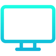 Computer, Monitor Icon, Lcd Tv Vector Icon, Display, Led Tv, User Interface, User Experience, Line Gradient Style Isolated Vector Icon.