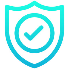 Shield, Protection, Check Sign, Security Vector Icon, User Interface, User Experience, Line Gradient Style Isolated Vector Icon.