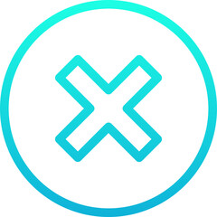 Cross Button Vector Line Gradient Icon.