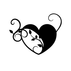 Partial Heart with Floral Tendrils