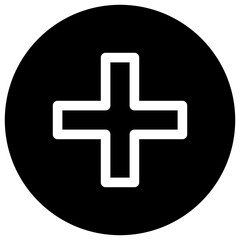 Fototapeta premium Add Button Vector Silhouette Icon.