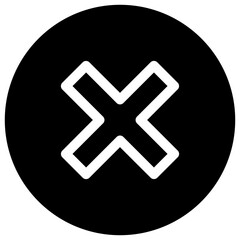 Cross Button Vector Silhouette Icon.