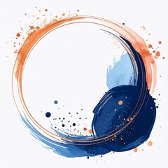Abstract Watercolor Circle Blue Orange  Splatter