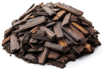 Pile of dark-brown wood chips