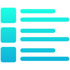 List Menu Vector Icon, Index, Bullet, Layout, User Interface, User Experience, Silhouette Gradient Style Isolated Vector Icon.