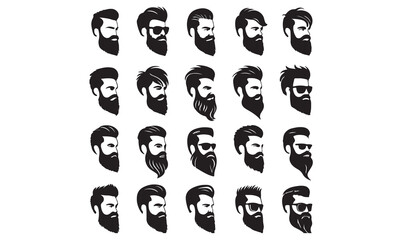 awesome set man beard and hair vector