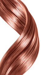isolate transparent Shiny, beautiful wavy hair in rich copper color. png die-cut