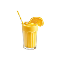 Refreshing Orange Smoothie in Glass with Straw and Orange Slice