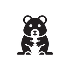 Obraz premium Cute Cartoon Groundhog Silhouette.A simple, black and white silhouette of a groundhog, likely a cartoon or iconographic style.