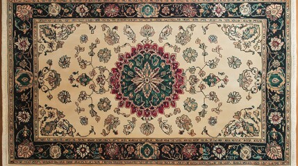  area rug with a floral design on a white background