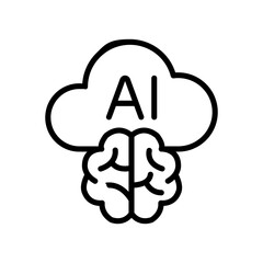 Artificial Intelligence Cloud and Brain Icon