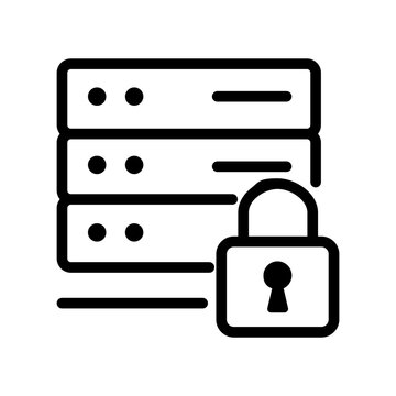 Data Server Security Icon with Padlock