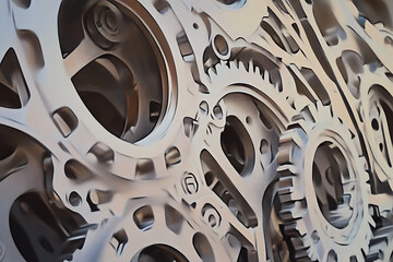 Abstract Metallic Gears And Cogs Engineering Mechanical Design