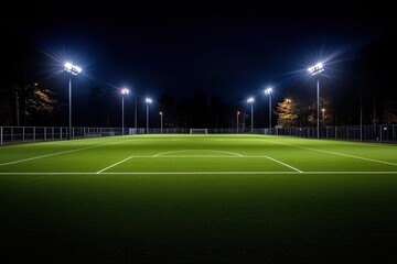 Empty soccer field at night
