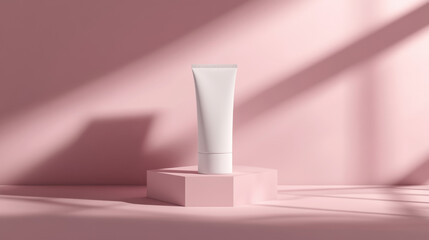 Product mockup with blank packaging box and shadows for branding design.