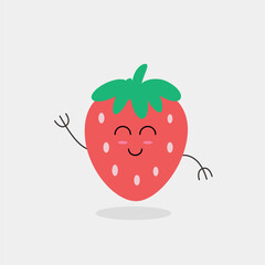 Cute and adorable cartoon strawberry vector, suitable for children's design, visual education