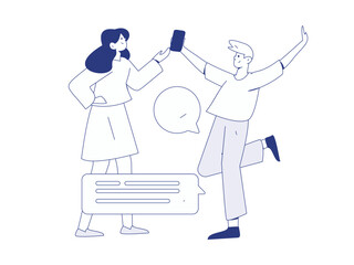 Communicate with consultants flat vector character concept operation hand drawn illustration
