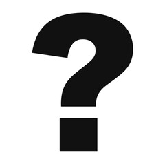 Black and white question mark vector icon, minimal design, for websites