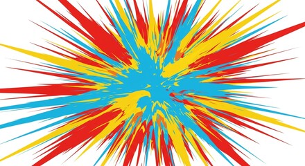 Fototapeta premium Abstract Colorful Burst Explosion Red Yellow Blue Splashes Dynamic Energy Design