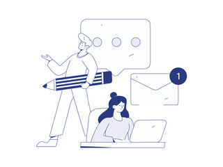 Communicate with consultants flat vector character concept operation hand drawn illustration

