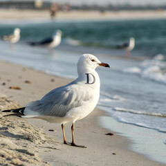 Obraz premium a white bird with the number d on it