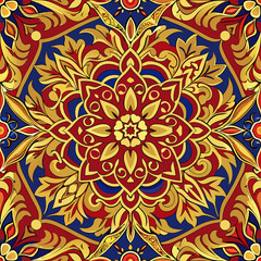 Regal Byzantine seamless vector pattern with Rich Colors  