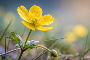 Obraz premium yellow flower on blue sky background