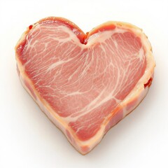 A piece of meat is cut into a heart shape