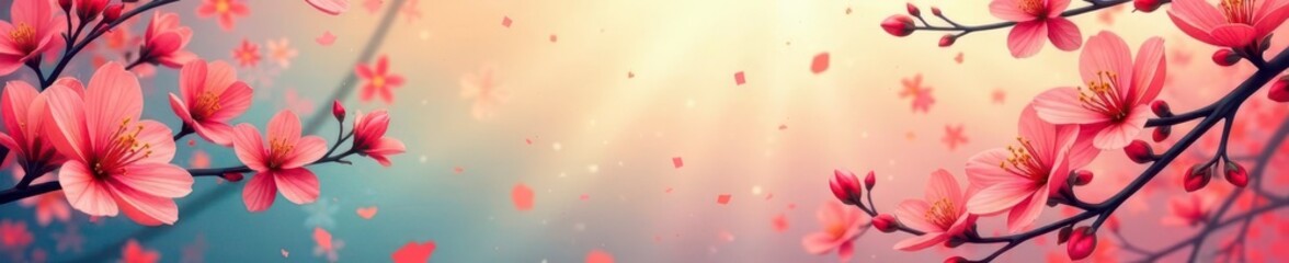 Geometric spring vector background with lines and shapes, digital, abstract