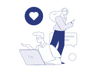 Communicate with consultants flat vector character concept operation hand drawn illustration
