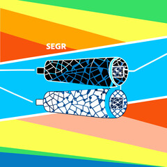 Abstract geometric pattern with cylinders, reminiscent of network infrastructure or connectivity.