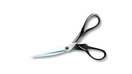 Obraz premium Flat Vector Scissors Icon with Black Handle, Transparent PNG, Clean Cut-Out Design for Digital Use
