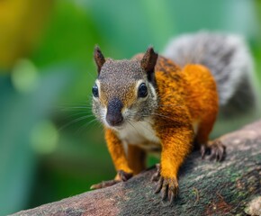 Obraz premium Prevost's squirrel or Asian tricolor squirrel, Callosciurus prevostii, animal in the wild