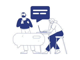 Communicate with consultants flat vector character concept operation hand drawn illustration
