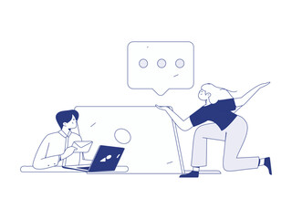 Communicate with consultants flat vector character concept operation hand drawn illustration
