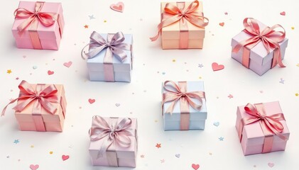 Obraz premium Subtle pastel gift box repeat, soft watercolour style, cute, spring, background