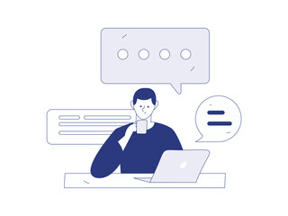 Communicate with consultants flat vector character concept operation hand drawn illustration
