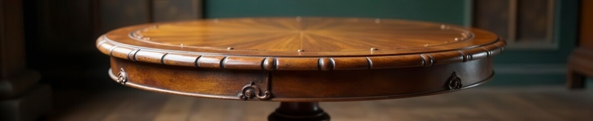 Antique round wooden table, ornate legs Rich patina, intricate carving , tabletop, wooden table, texture