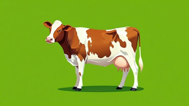 Holstein Cow Illustration on Green Background