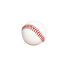 Close-up of a standard baseball with red stitching on transparent background suitable for sports and athletic themes or advertisements.