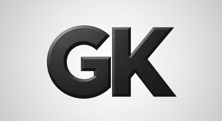 Fototapeta premium Dark Metallic Gk Letters Logo Display on White Background Graphic Element