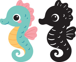 Cute Seahorse on white background	