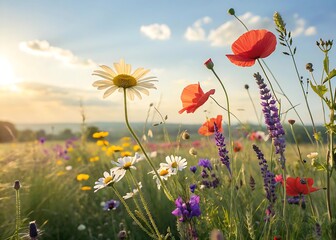 Fototapeta premium field of poppies and blue sky